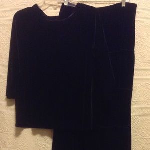 Black Velvet Skirt and Top Ensemble